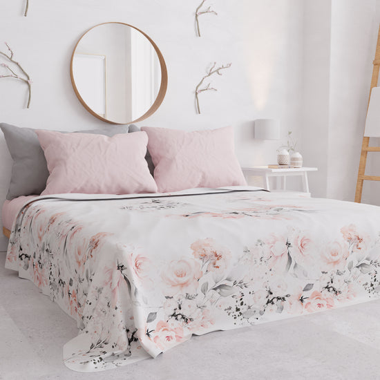 PETTI Copriletto Estivo, Coperta Leggera, Lenzuola Copriletto, Floreale Grigio Fino Al -60%