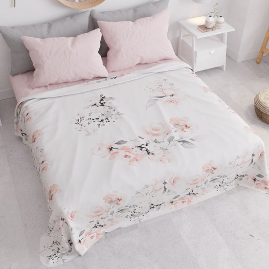 PETTI Copriletto Estivo, Coperta Leggera, Lenzuola Copriletto, Floreale Grigio Fino Al -60%