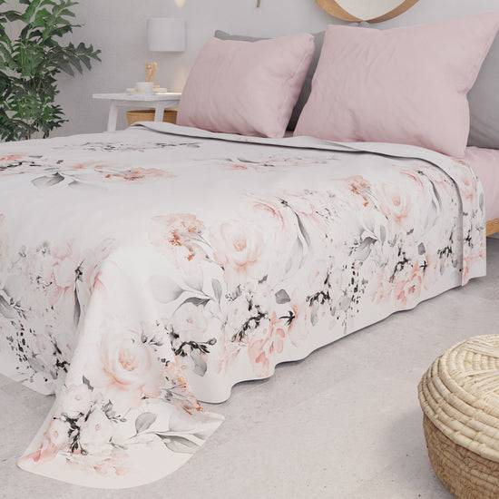 PETTI Copriletto Estivo, Coperta Leggera, Lenzuola Copriletto, Floreale Grigio Fino Al -60%