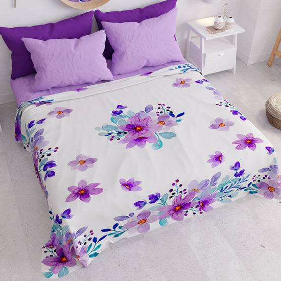 PETTI Copriletto Estivo, Coperta Leggera, Lenzuola Copriletto, Floreale Viola Shopping Online