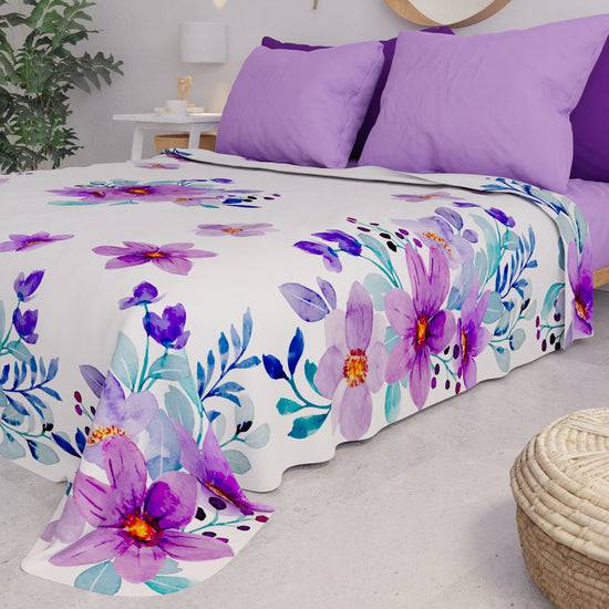 PETTI Copriletto Estivo, Coperta Leggera, Lenzuola Copriletto, Floreale Viola Shopping Online