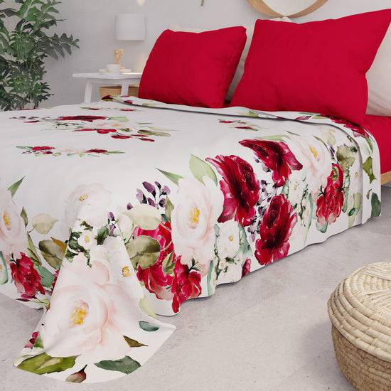 PETTI Copriletto Estivo, Coperta Leggera, Lenzuola Copriletto, Floreale Bordeaux Affare Del Giorno