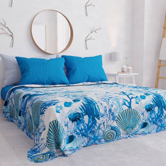 PETTI Copriletto Estivo, Coperta Leggera, Lenzuola Copriletto, Corallo Blu Economico