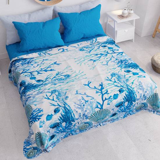 PETTI Copriletto Estivo, Coperta Leggera, Lenzuola Copriletto, Corallo Blu Economico