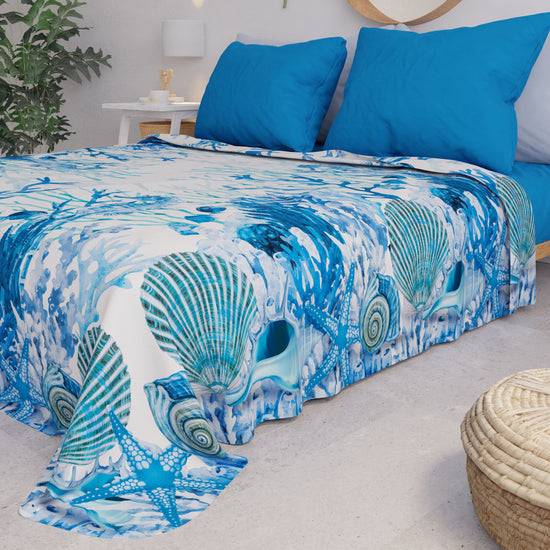 PETTI Copriletto Estivo, Coperta Leggera, Lenzuola Copriletto, Corallo Blu Economico