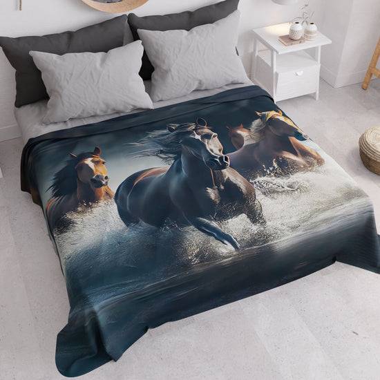 PETTI Copriletto Estivo, Coperta Leggera, Lenzuola Copriletto, Horses Saldi