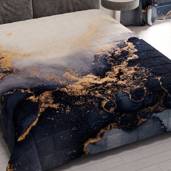 PETTI Trapuntino Copriletto Primaverile Autunnale in Stampa Digitale Marble Blu Qualità