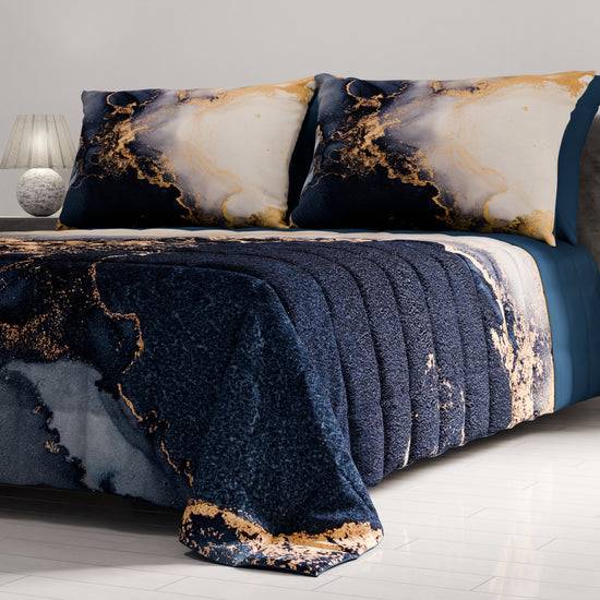 PETTI Trapuntino Copriletto Primaverile Autunnale in Stampa Digitale Marble Blu Qualità