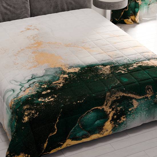 PETTI Trapuntino Copriletto Primaverile Autunnale in Stampa Digitale Marble Smeraldo Vendita