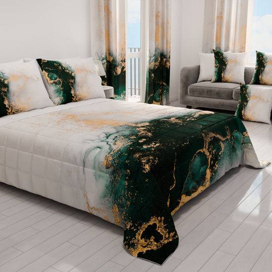 PETTI Trapuntino Copriletto Primaverile Autunnale in Stampa Digitale Marble Smeraldo Vendita