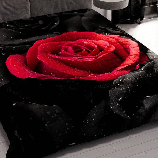 PETTI Trapuntino Copriletto Primaverile Autunnale in Stampa Digitale Black Roses Sottocosto