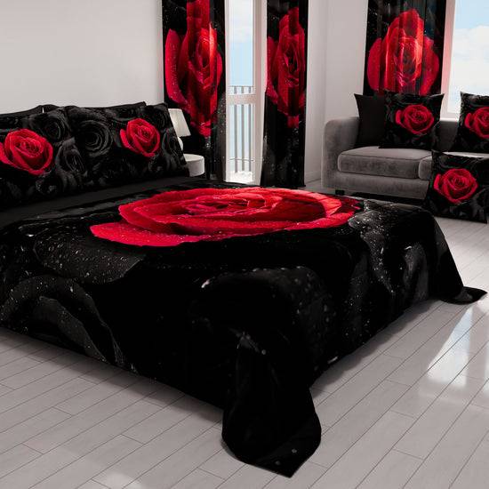 PETTI Trapuntino Copriletto Primaverile Autunnale in Stampa Digitale Black Roses Sottocosto