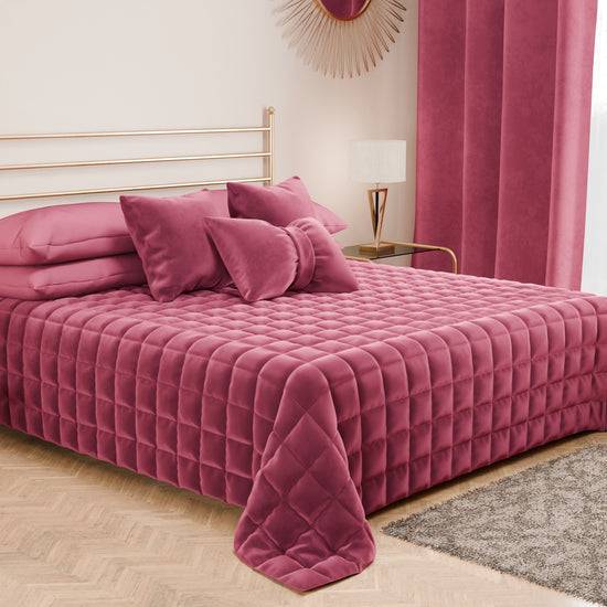 PETTI Trapuntino Copriletto Primaverile Autunnale in Velluto Double Face Fucsia Presa