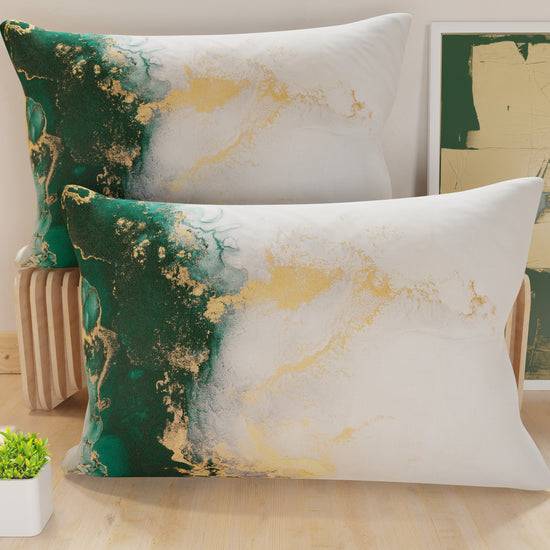 PETTI Federe, Federe Cuscini in Stampa Digitale, Marble Smeraldo
