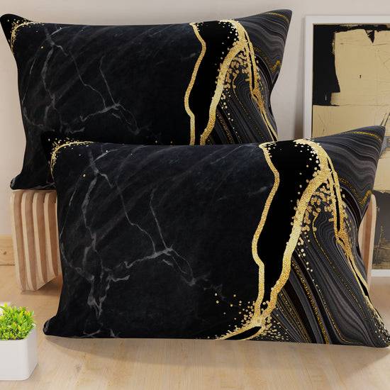 PETTI Federe, Federe Cuscini in Stampa Digitale, Marble Nero