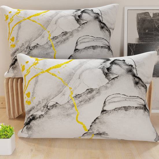 PETTI Federe, Federe Cuscini in Stampa Digitale, Marble Grigio Chiaro