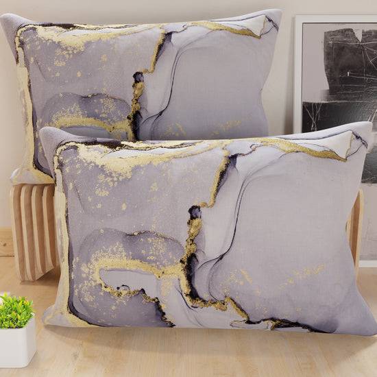 PETTI Federe, Federe Cuscini in Stampa Digitale, Marble Grigio Scuro