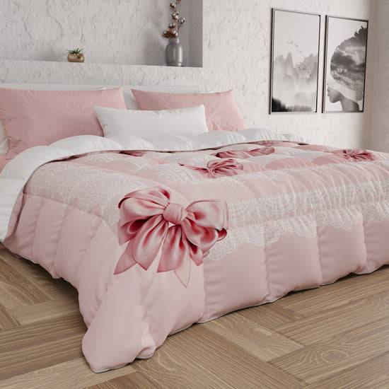 PETTI Piumone, Trapunta Matrimoniale, Singola, Piazza e Mezza, Fiocco Rosa Offerta