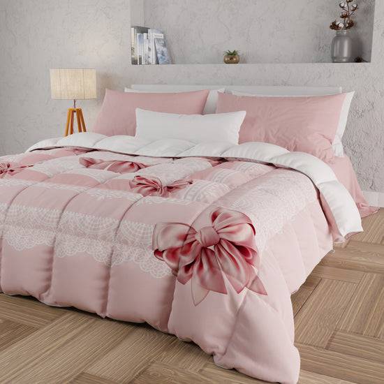 PETTI Piumone, Trapunta Matrimoniale, Singola, Piazza e Mezza, Fiocco Rosa Offerta