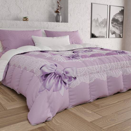 PETTI Piumone, Trapunta Matrimoniale, Singola, Piazza e Mezza, Fiocco Lilla Outlet