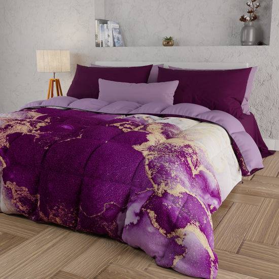 PETTI Piumone, Trapunta Matrimoniale, Singola, Piazza e Mezza, Marble-Viola Nuova