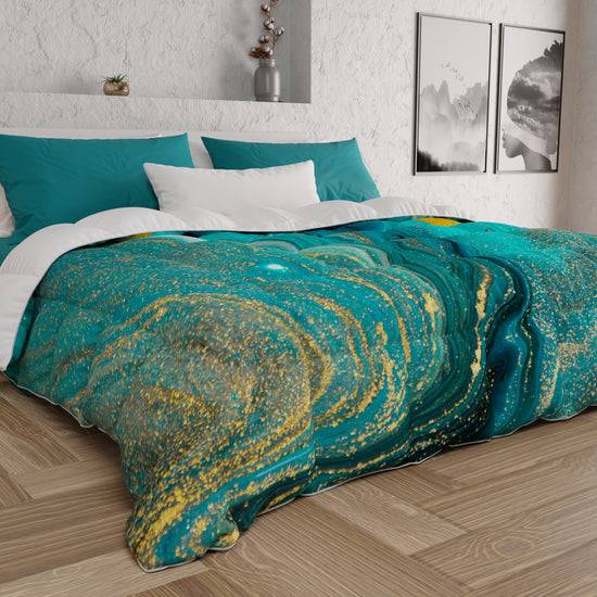 PETTI Piumone, Trapunta Matrimoniale, Singola, Piazza e Mezza, Marble-Verde Moda