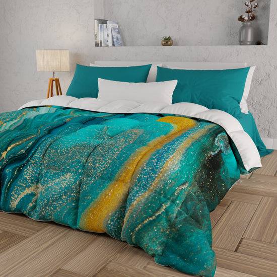 PETTI Piumone, Trapunta Matrimoniale, Singola, Piazza e Mezza, Marble-Verde Moda