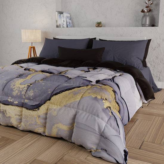 PETTI Piumone, Trapunta Matrimoniale, Singola, Piazza e Mezza, Marble-GrigioS Spedizione gratuita