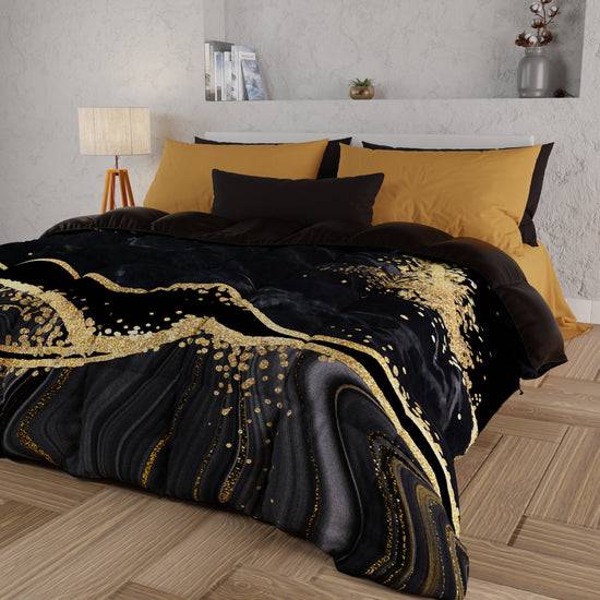 PETTI Piumone, Trapunta Matrimoniale, Singola, Piazza e Mezza, Marble-Nero Negozio online di fabbrica