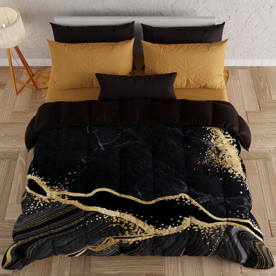 PETTI Piumone, Trapunta Matrimoniale, Singola, Piazza e Mezza, Marble-Nero Negozio online di fabbrica
