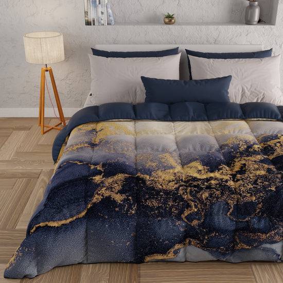 PETTI Piumone, Trapunta Matrimoniale, Singola, Piazza e Mezza, Marble-BluS