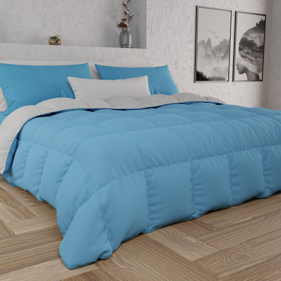 PETTI Piumone Trapunta Matrimoniale, Singola, Piazza e Mezza, Celeste Grigio Black Friday