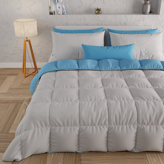 PETTI Piumone Trapunta Matrimoniale, Singola, Piazza e Mezza, Celeste Grigio Black Friday