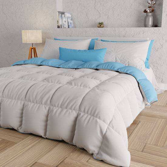 PETTI Piumone Trapunta Matrimoniale, Singola, Piazza e Mezza, Celeste Grigio Black Friday