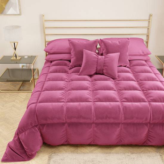 PETTI Trapunta, Trapunta Invernale Double Face in Morbido e Caldo Velluto Fucsia