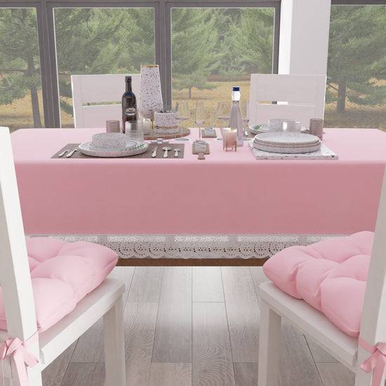 PETTI Tovaglia da Tavola Shabby Chic Copritavolo con Pizzo e Fiocchi Rosa Ultimi due giorni