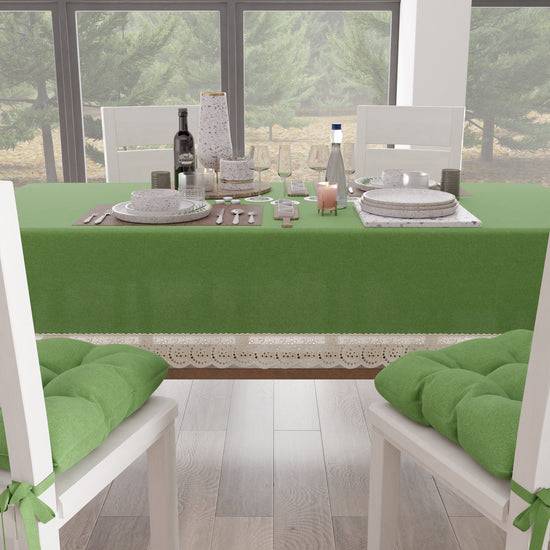 PETTI Tovaglia da Tavola Shabby Chic Copritavolo con Pizzo e Fiocchi Verde Fino al 50% di sconto