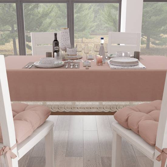 PETTI Tovaglia da Tavola Shabby Chic Copritavolo con Pizzo e Fiocchi Cipria Fino al 60% di sconto