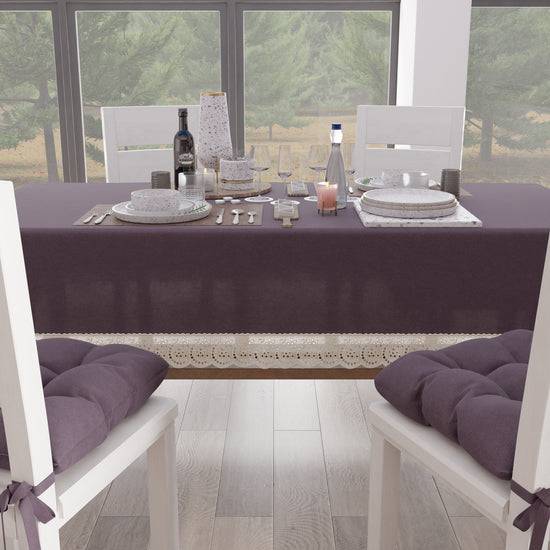 PETTI Tovaglia da Tavola Shabby Chic Copritavolo con Pizzo e Fiocchi Malva Offerta speciale della fabbrica