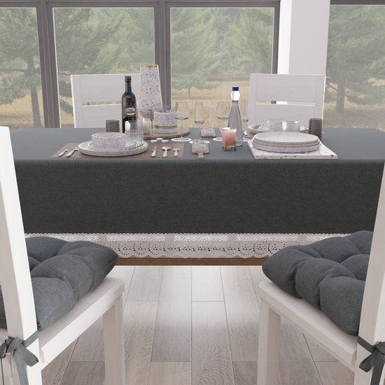 PETTI Tovaglia da Tavola Shabby Chic Copritavolo con Pizzo e Fiocchi Grigio Scuro Fino al 55% di sconto