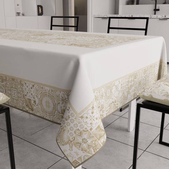 PETTI Tovaglia da Tavola Moderna, Copritavolo da Cucina, Vietri 02 Beige