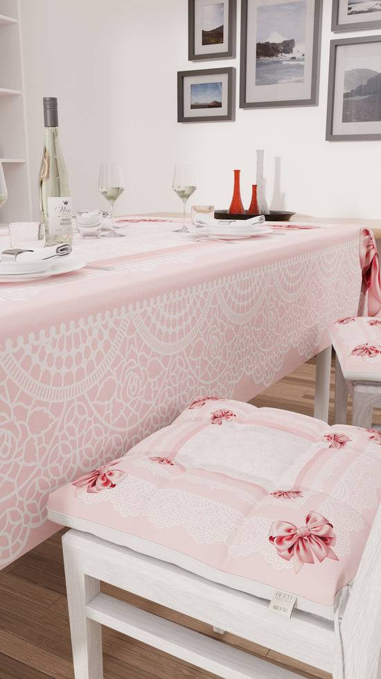 PETTI Tovaglia da tavola Antimacchia, Copritavolo da Cucina, Fiocco Rosa Qualità