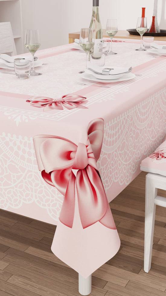 PETTI Tovaglia da tavola Antimacchia, Copritavolo da Cucina, Fiocco Rosa Qualità