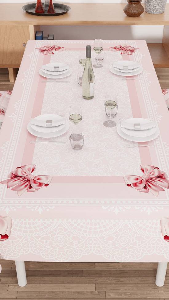PETTI Tovaglia da tavola Antimacchia, Copritavolo da Cucina, Fiocco Rosa Qualità