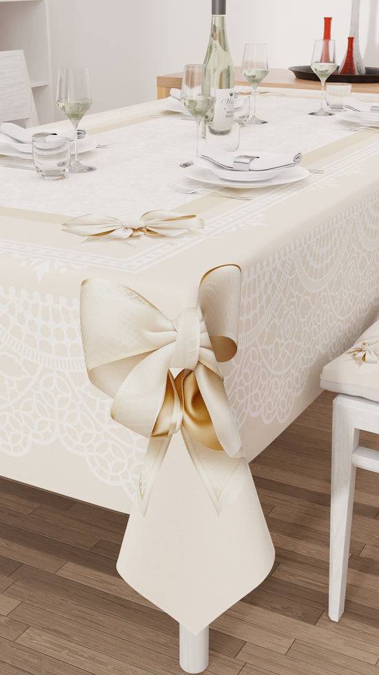 PETTI Tovaglia da tavola Antimacchia, Copritavolo da Cucina, Fiocco Beige Vendita