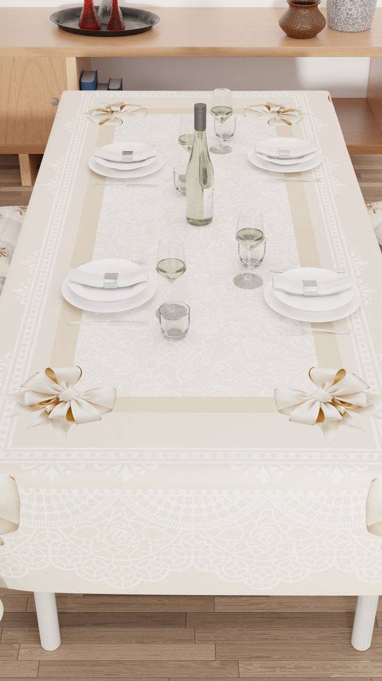 PETTI Tovaglia da tavola Antimacchia, Copritavolo da Cucina, Fiocco Beige Vendita