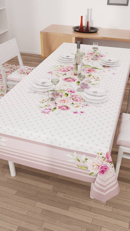 PETTI Tovaglia da tavola Antimacchia, Copritavolo da Cucina, Shabby Pois Cipria Spedizione Gratuita
