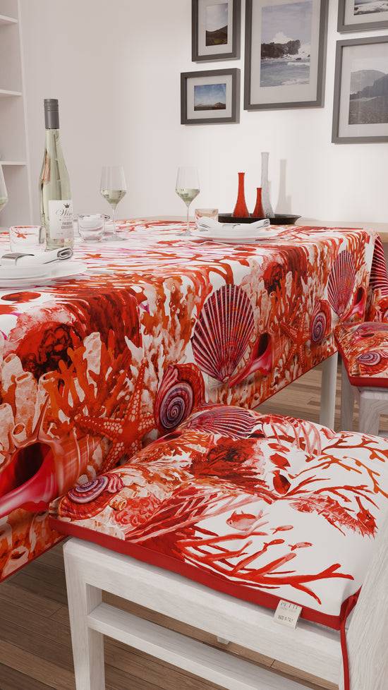 PETTI Tovaglia da tavola Antimacchia, Copritavolo da Cucina Corallo Rosso