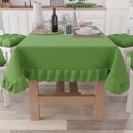PETTI Tovaglia da Tavola, Tovaglia con Volant, Copritavolo con Volant, Verde Saldi Di Fabbrica