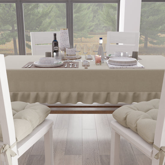 PETTI Tovaglia da Tavola, Tovaglia con Volant, Copritavolo con Volant, Beige Moda